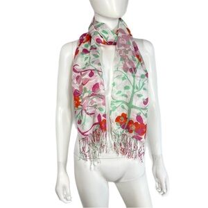 Tree Limb Floral Lightweight Gauzy Scarf Wrap
